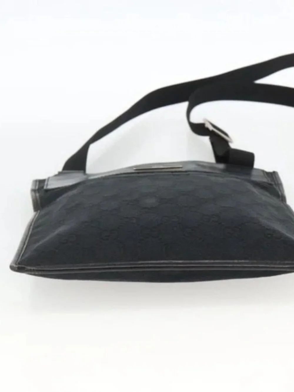 GUCCI GG Canvas Shoulder Bag Black Silver 019 0348 Auth ka3532